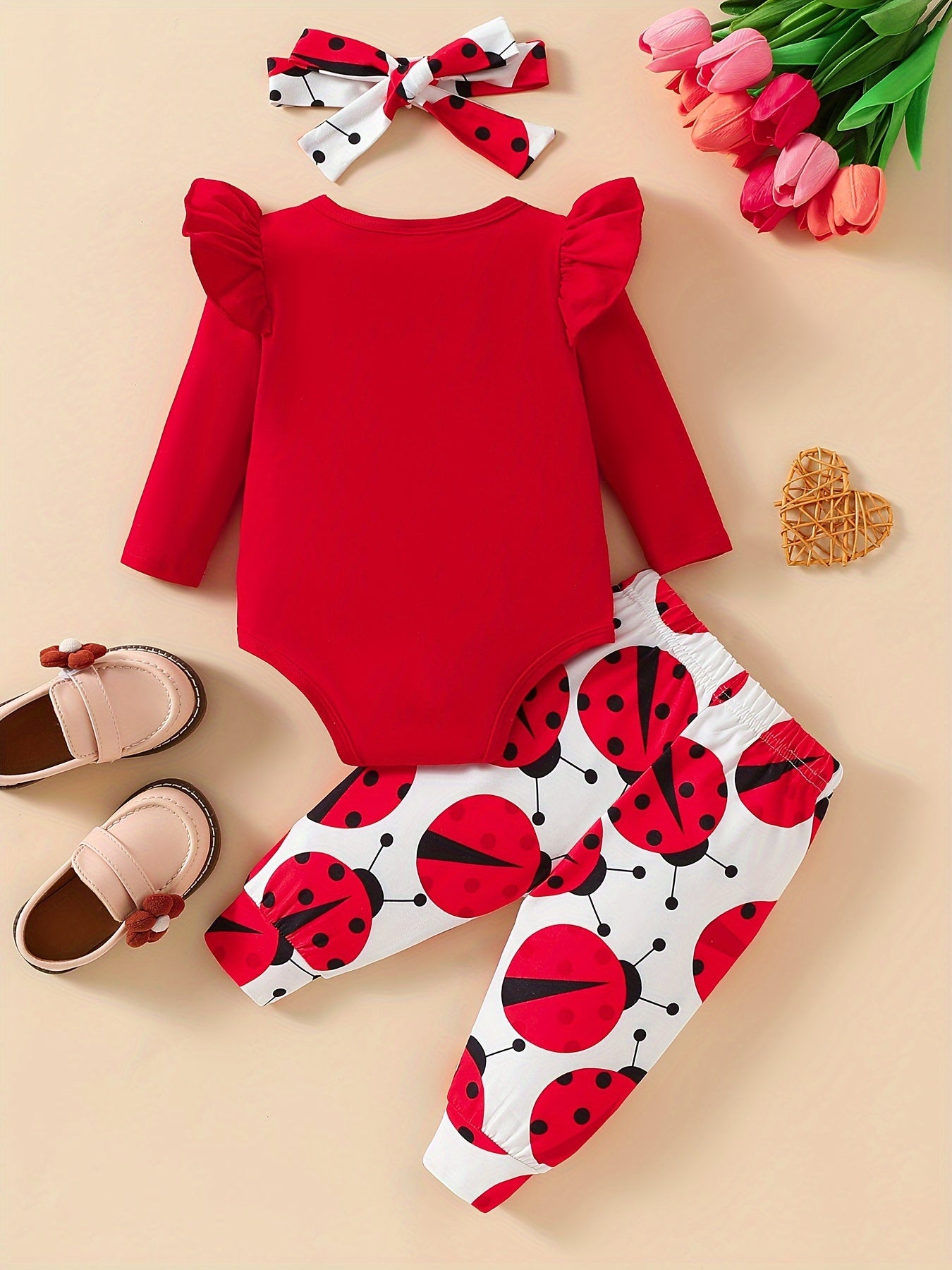 Newborn Baby Girl Clothing Set Long Sleeve Animal Letter Print Spring Autumn 3-Piece