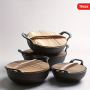 Cast Iron Skillet Durable Uncoated Pot for Stews Soups Induction Cooktop