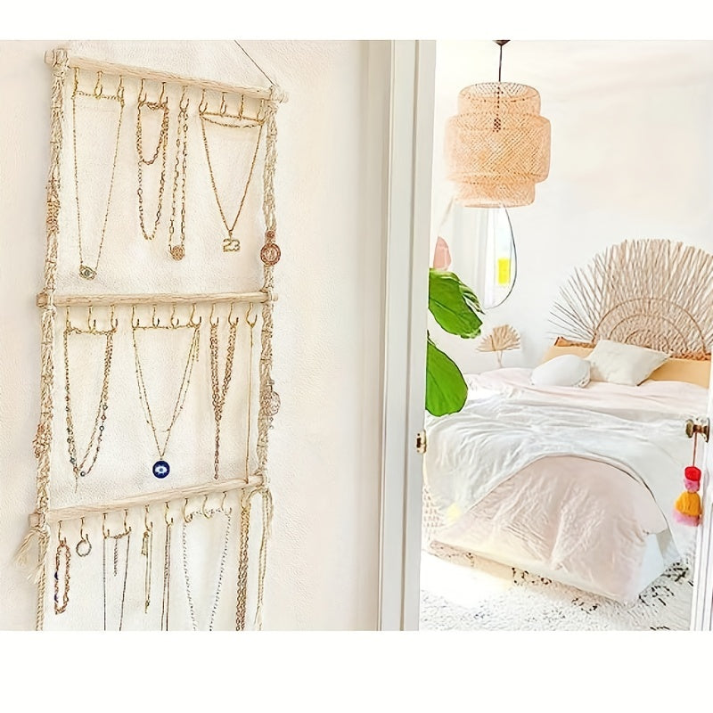 Органайзер для украшений для серег, ожерелий, колец, браслетов и повязок с плетеным крючком