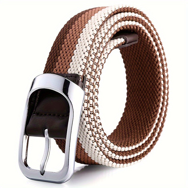 Unisex Stretchy Woven Golf Belt Athletic Rubber Panel Flexible Fit Sports Accessory