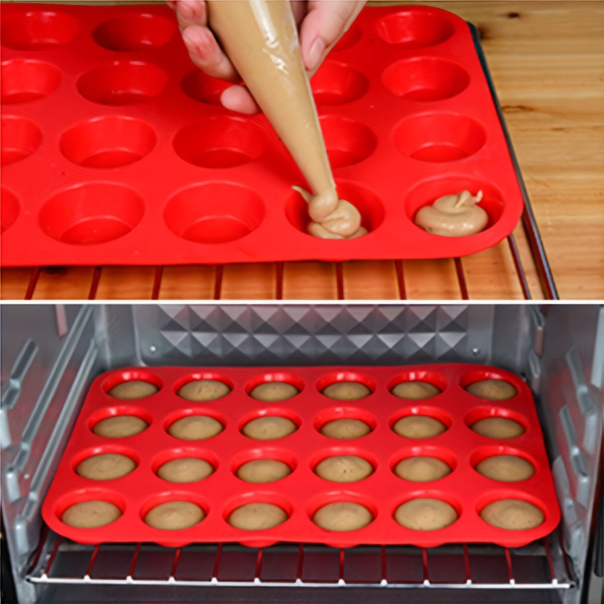 Silicone Muffin Pan 24 Cups Nonstick Mini Cupcake Baking Pan for Muffins Tarts