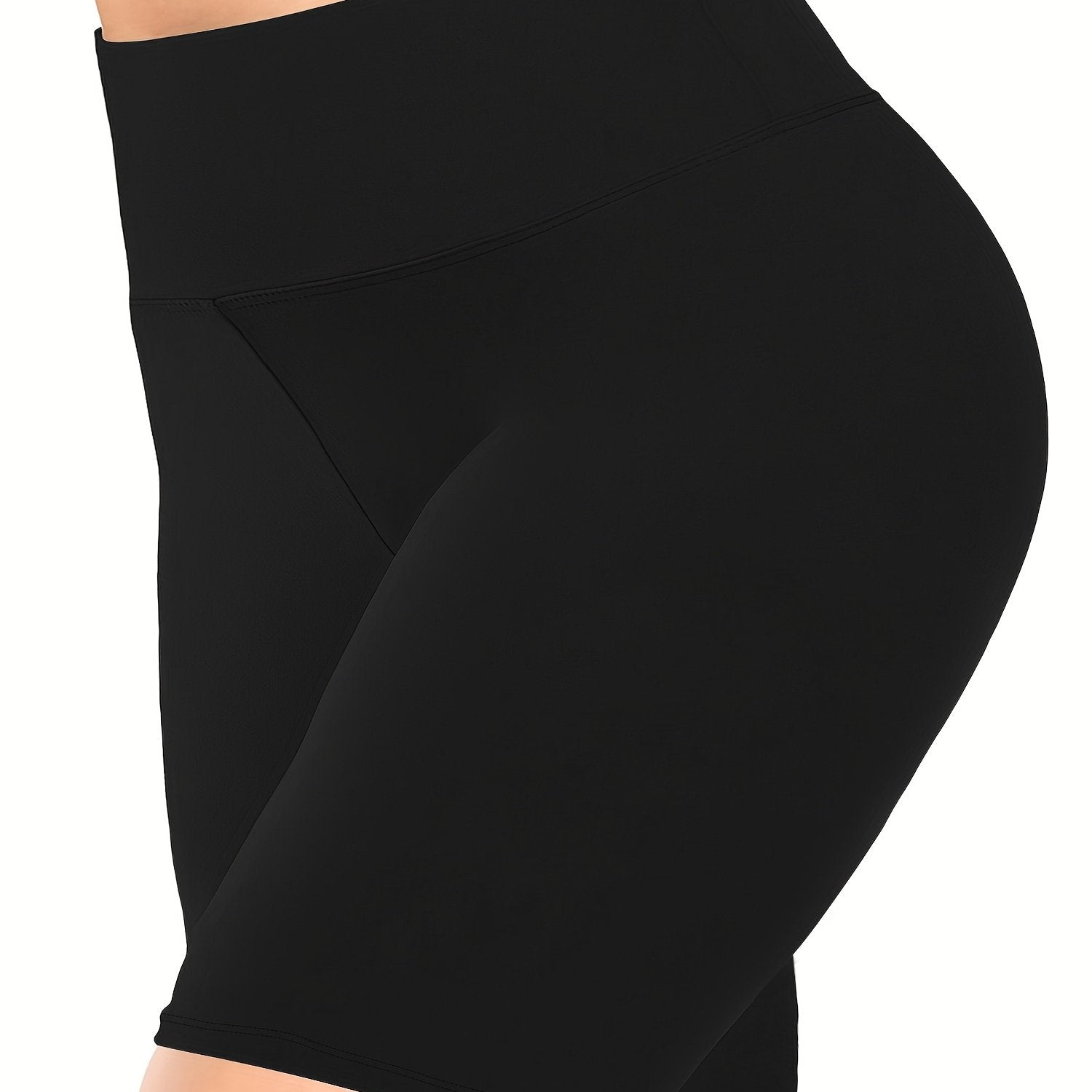 Women's High-Waist Butt-Lifting Shorts Solid Black 5 Inch Yoga Fitness