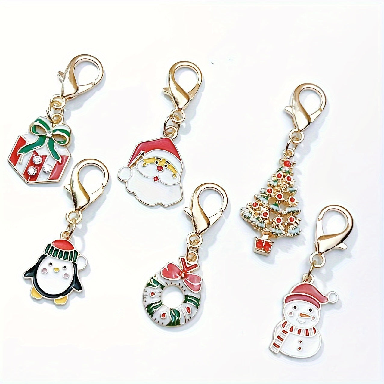 Christmas Keychain Charms Zinc Alloy Festive Holiday Gift Bag Pendants