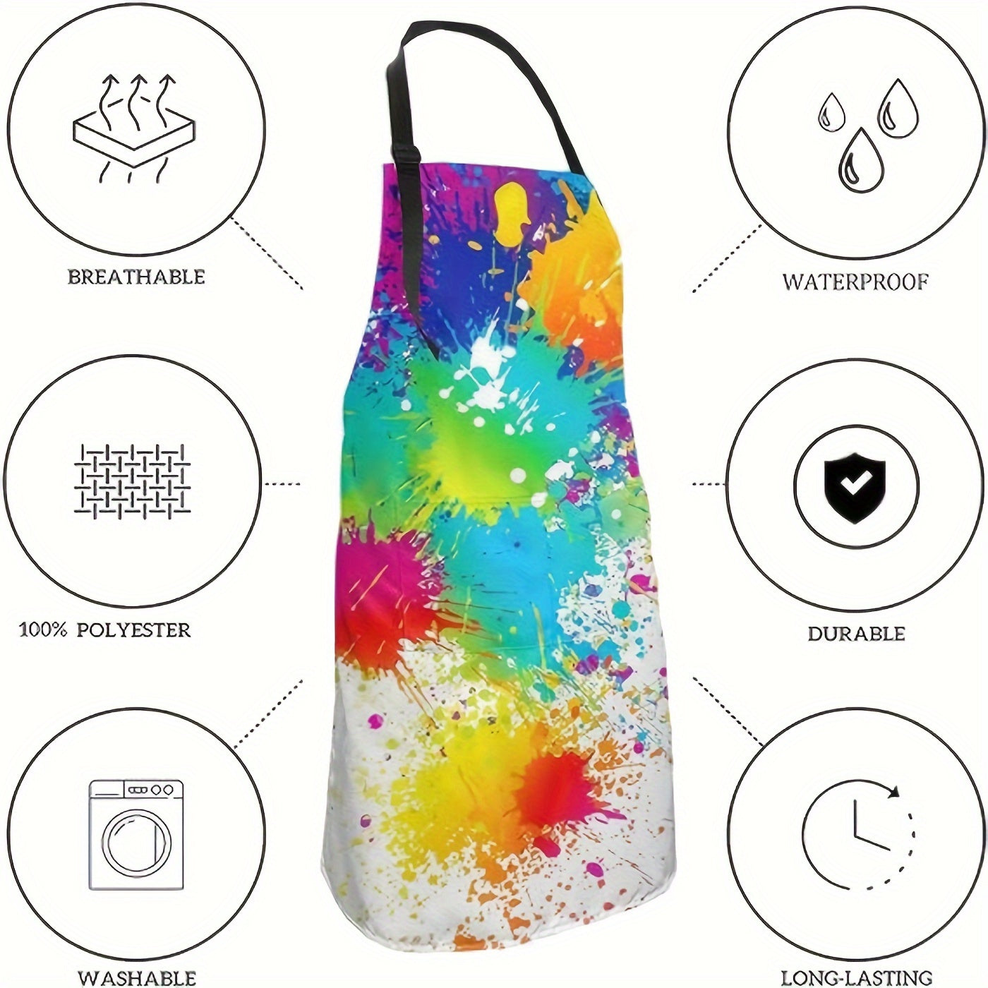 Colorful Waterproof Apron for Artists, Teachers, and Chefs Adjustable