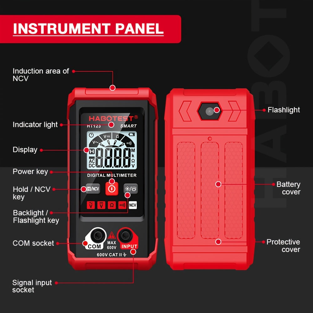Digital Multimeter with Voltage Resistance Current Continuity Test CAT III 600V