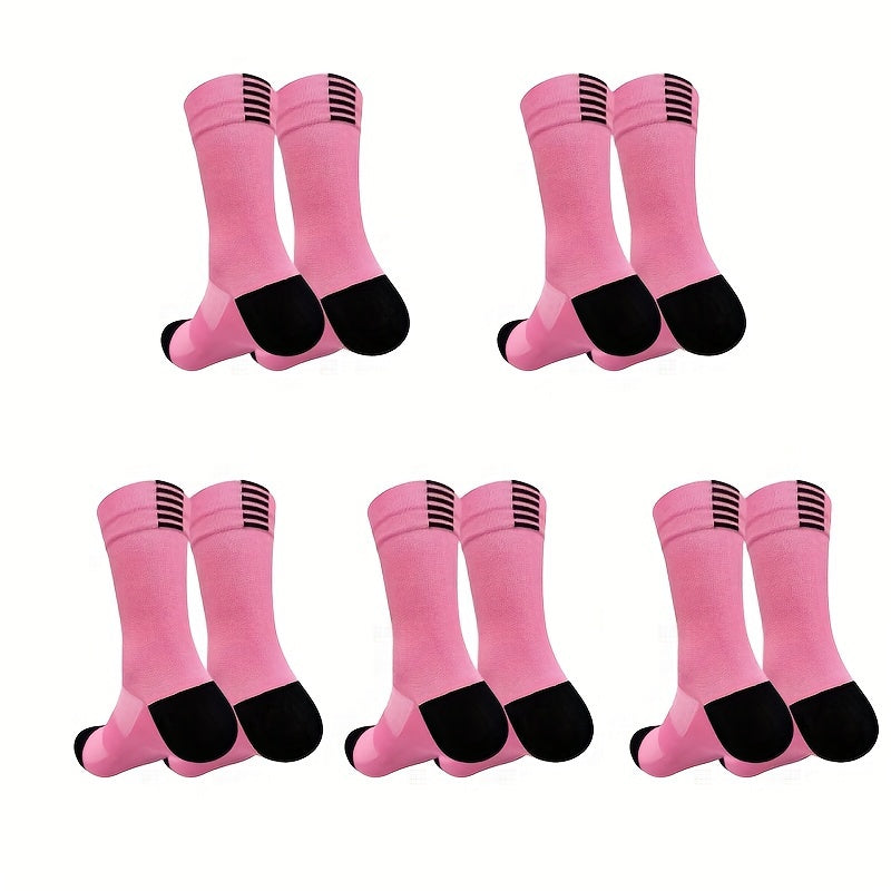 Unisex Cycling Compression Socks Breathable Elastic for Outdoor Sports Running 5 Pairs