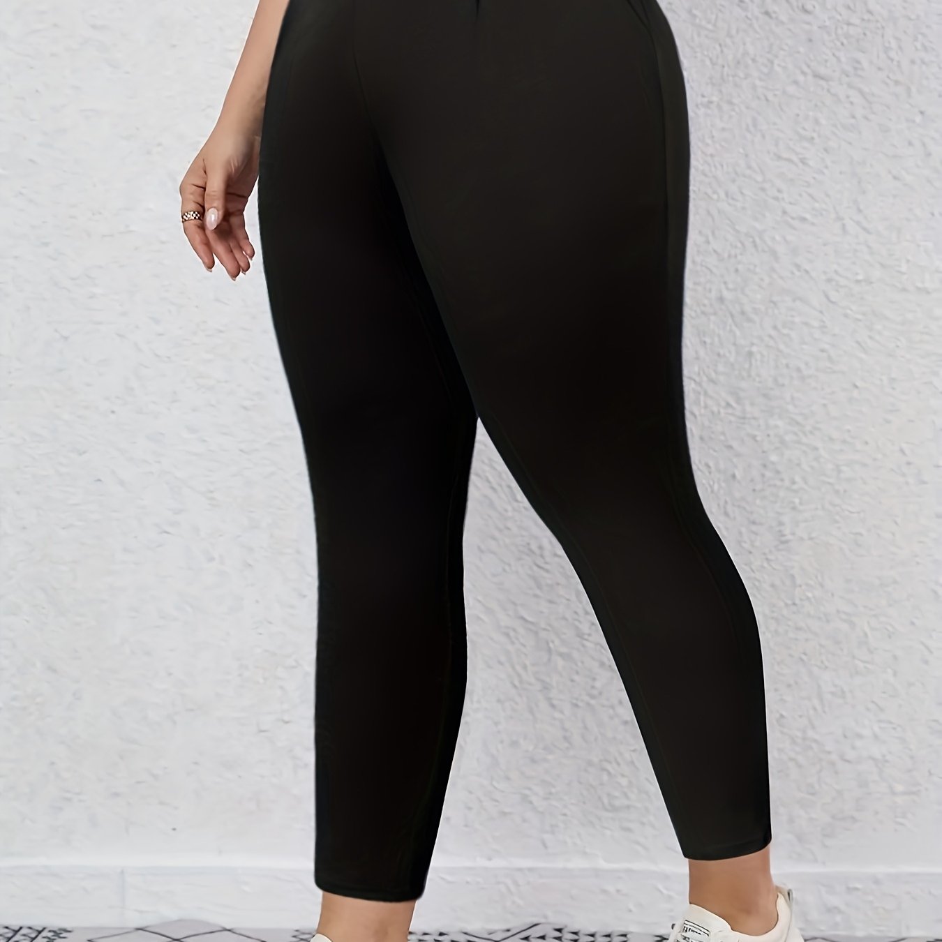 Pantalones rectos de talla grande para mujer, negros, con cintura elástica, pantalones casuales