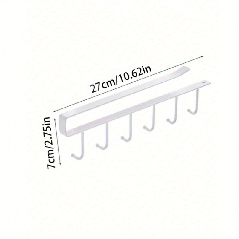 Easy-Install 6-Hook Iron Storage Rack for Kitchen Cabinets in Vibrant Colors