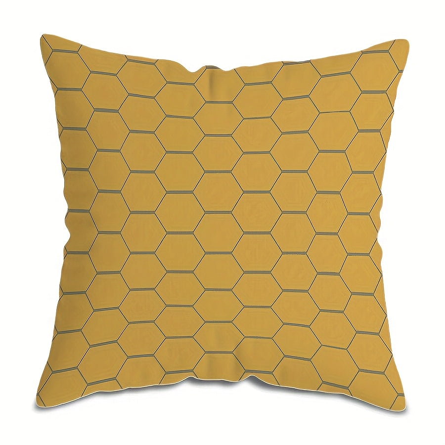 Vibrant Yellow and Gray Geometric Throw Pillow Cover 45cm Polyester Zip Closure