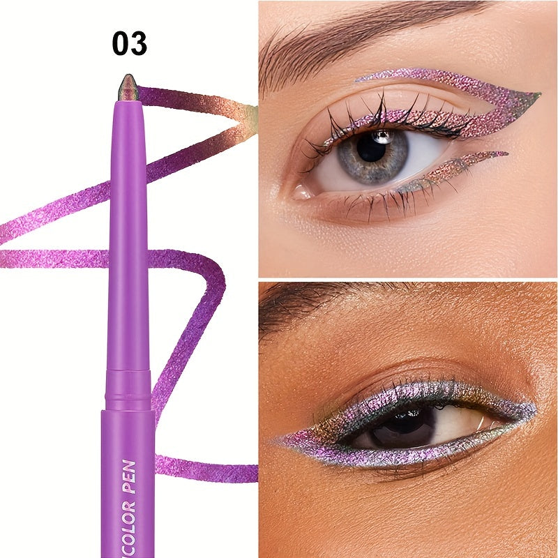 Women Color-Shifting Eyeshadow and Eyeliner Stick Waterproof Long-Lasting Vibrant Orange Pink Purple Green