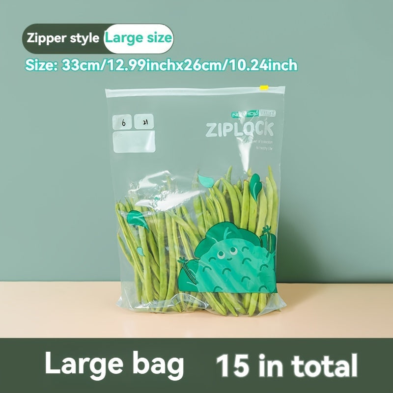 Plastic Storage Bags for Refrigerator Food Preservation Thick Zipper Sealing Pack of 50