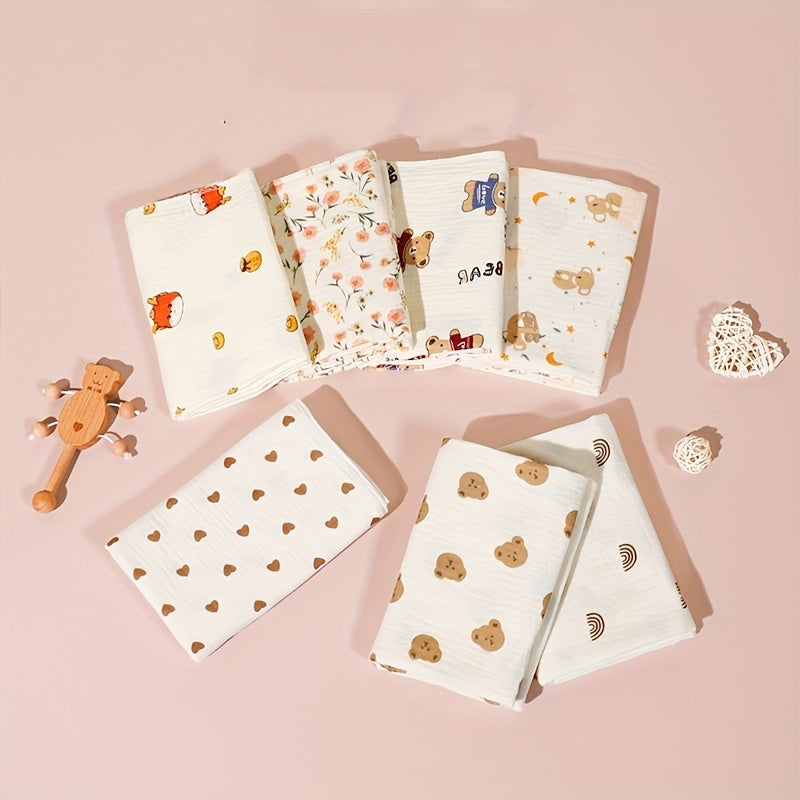 Kids Cotton Double-Layer Gauze Bath Towel with Heart Pattern and Compact Design