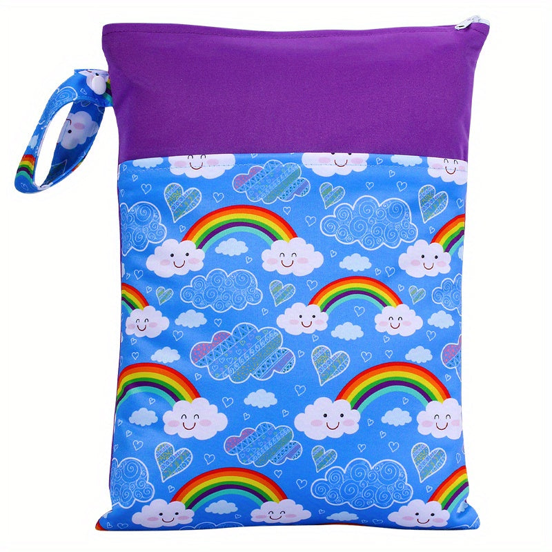 Reusable Waterproof Wet Bag with Double Pockets Cloth Handle 24.99x35cm