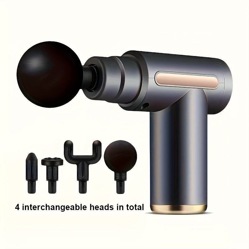 4 ta massaj boshli mini massaj quroli, 6 ta rejim, USB orqali zaryadlash, turli ranglar - Otalar kuni va Sevgi kuni uchun mukammal sovg'a.