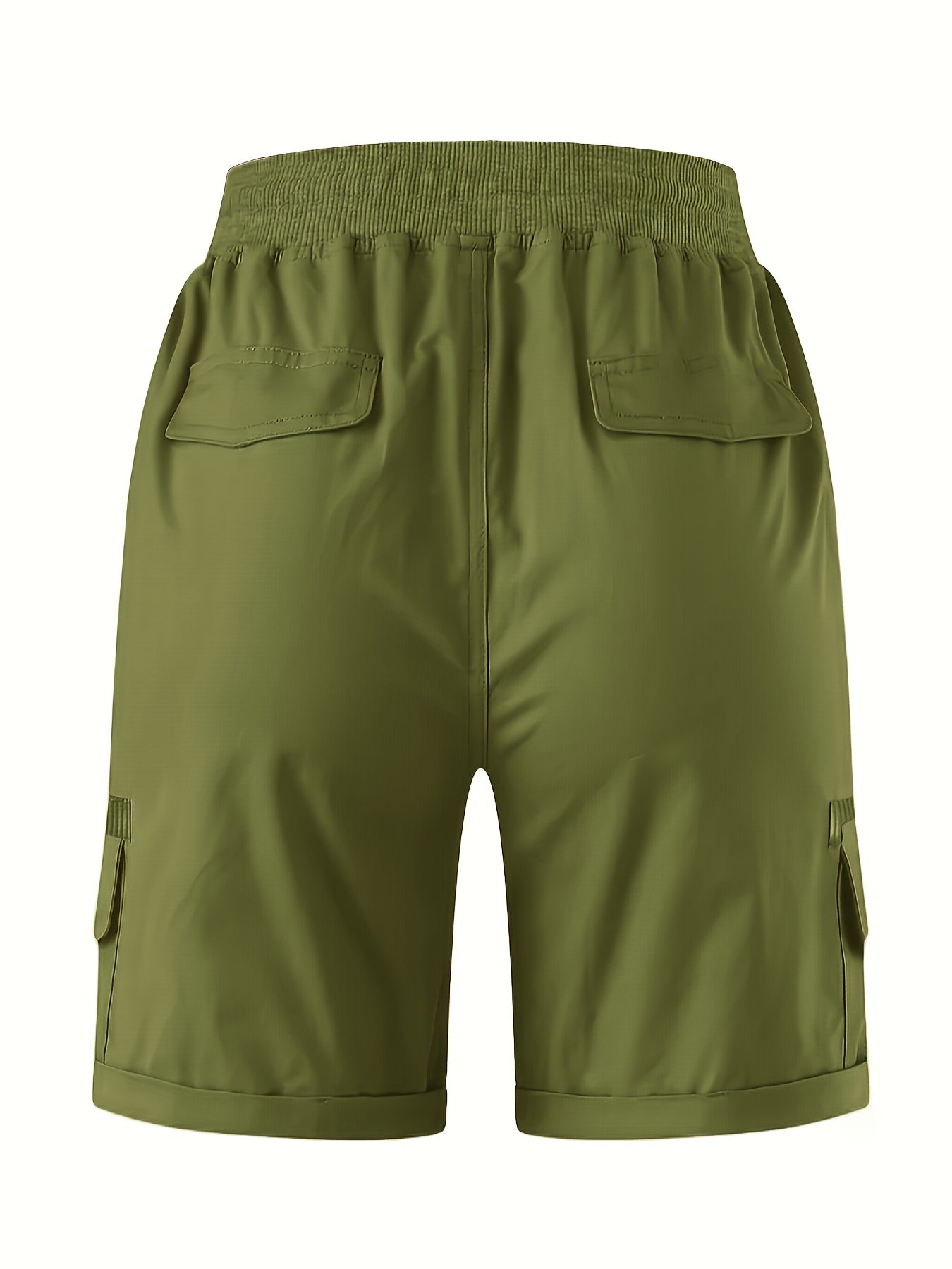 Шорты женские больших размеров оливкового цвета с кроем-карго, шнурком на поясе и боковыми разрезами