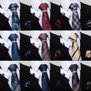 Men's Fashion Accessories Set Tie Pocket Square Handkerchief Cufflinks for Weddings Parties Business