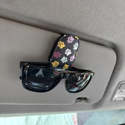 Unisex Faux Leather Magnetic Sunglasses Holder for Car Sun Visor