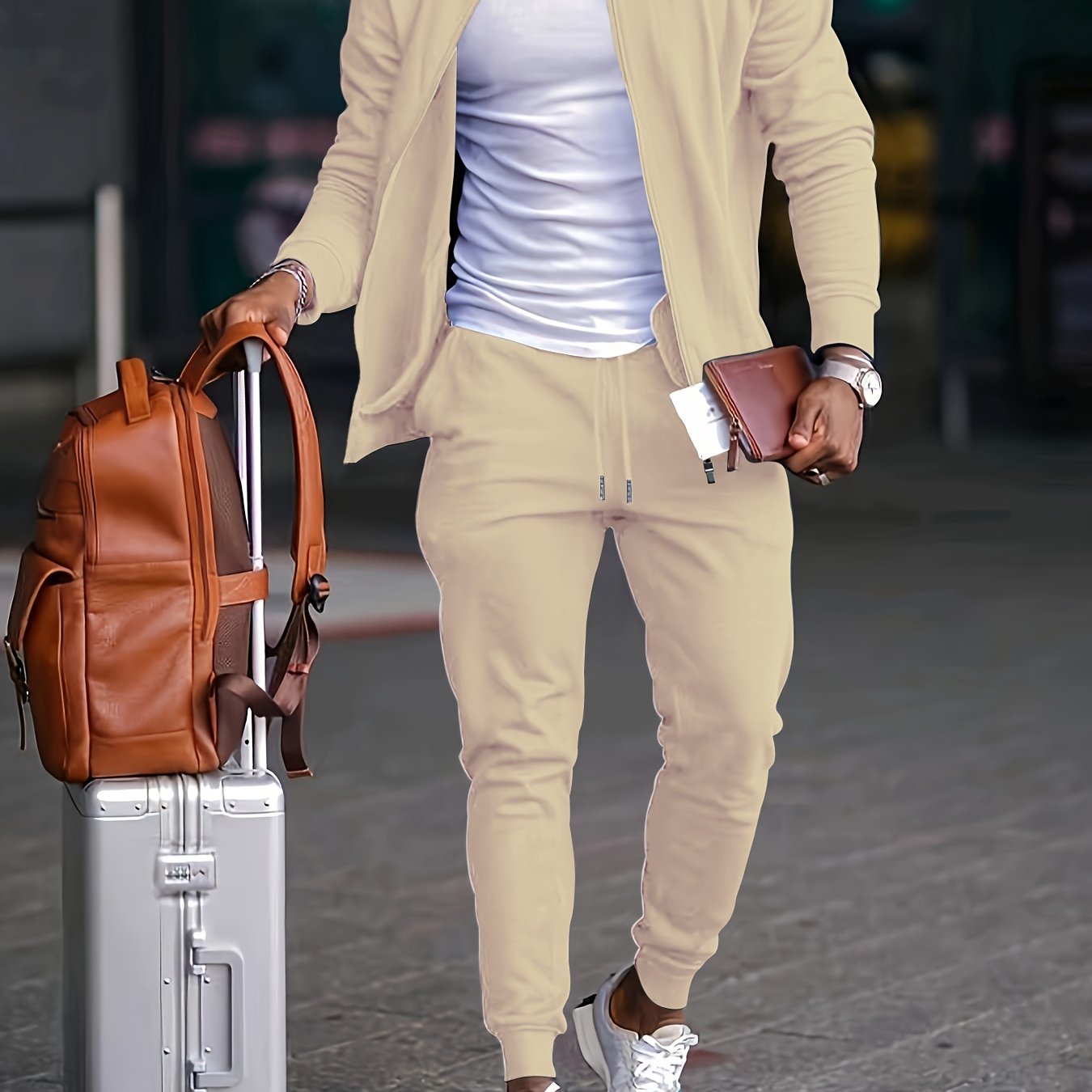 Men's Solid Color Polyester Knit Cardigan Sweater Jacket for Casual and Sports