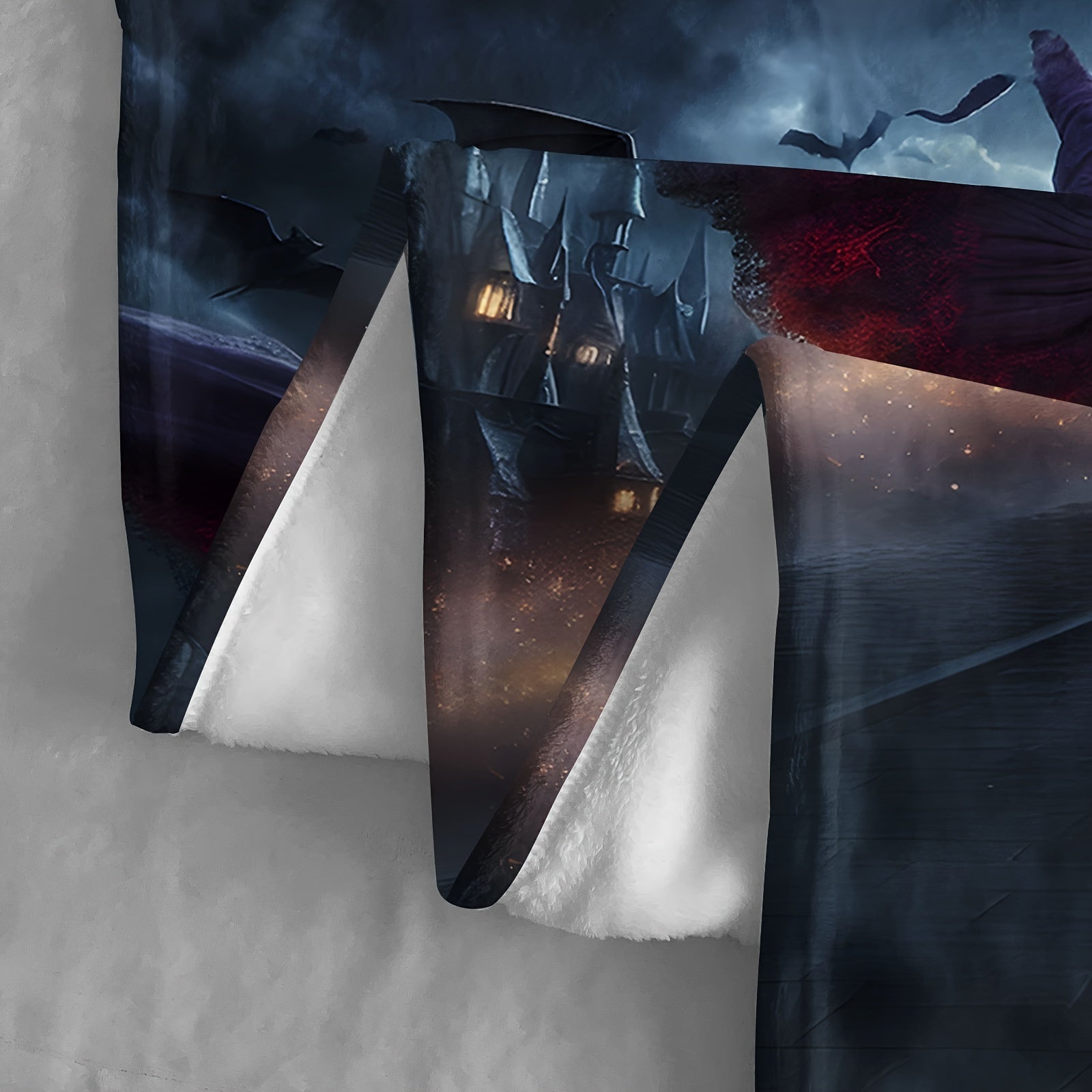 Halloween Witch Broom Flannel Blanket Quilted Anime Bedding Hypoallergenic All-Season Polyester Throw for Sofa Bed Camping