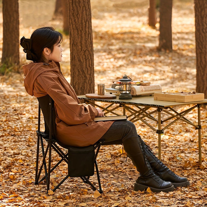 Suncojia Portativ Egiluvchi Stul Orqa O'rindiq va Po'lat Ramka Bilan Kamping va Baliq Ovi Uchun.