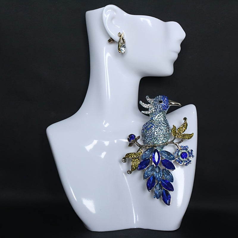 Retro-Style Alloy Hand-Painted Bird Brooch with Rhinestones for Women