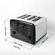 1 шт. ретро тостер из нержавеющей стали на 4 ломтика с рычагом высокого подъема, широкими прорезями, съемным лотком, множеством функций, 6 режимами обжарки, автоматическим отключением, направляющими для прорезей - варианты белый и черный