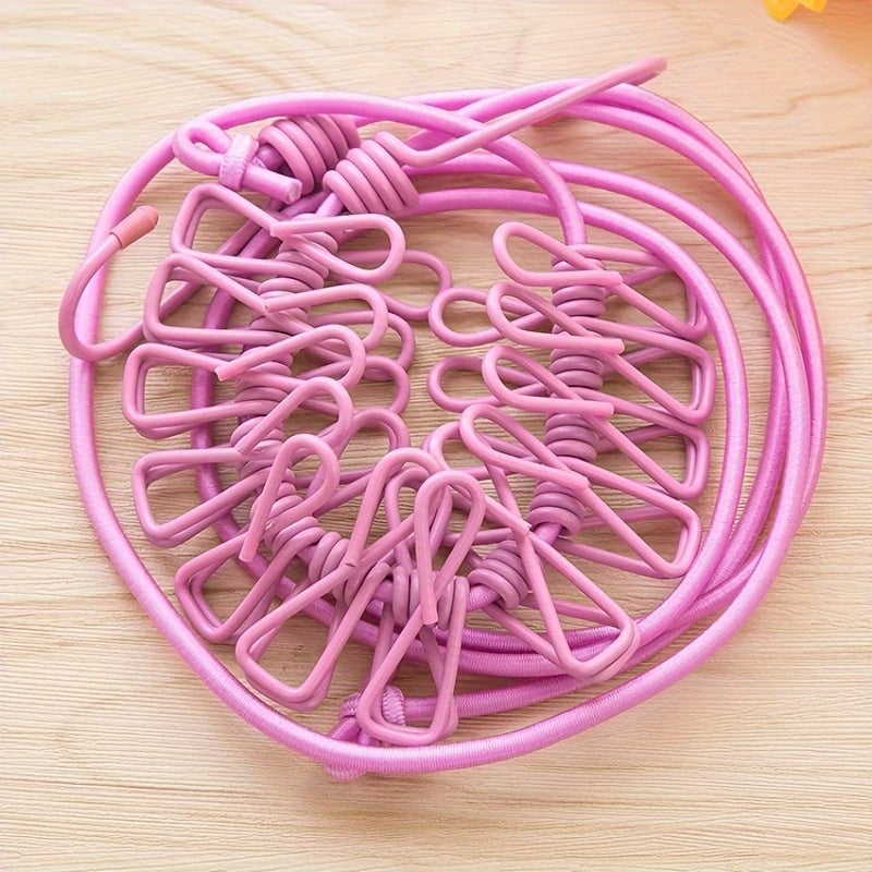 Adjustable Portable Travel Clothesline with 12 Clips Retractable Indoor Outdoor