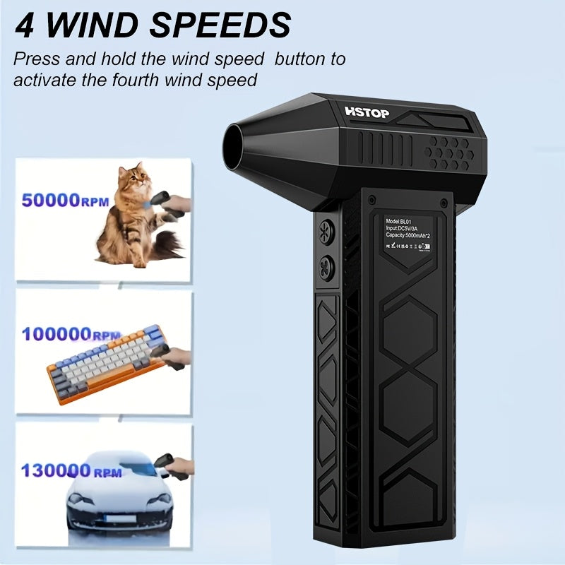 Mini soplador de aire inalámbrico de 13000 RPM, recargable por USB, portátil para limpieza de polvo