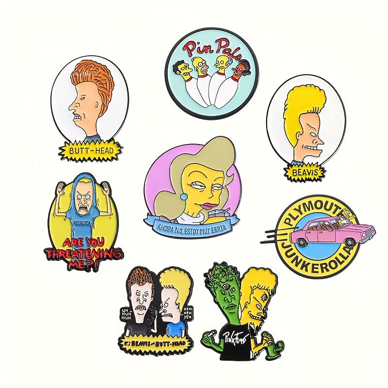 8 ta multfilm broochlar to'plami, kiyim va sumkalar uchun kreativ pinlar