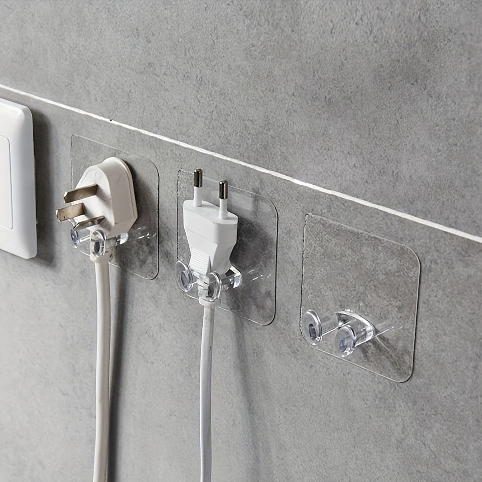 Juego de 4 ganchos de pared de plástico sin taladro, fácil de montar, ganchos modernos de utilidad
