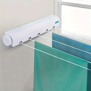 Retractable Wall Clothesline with Four Lines, Space-Saving, Durable Plastic, 28cm Length