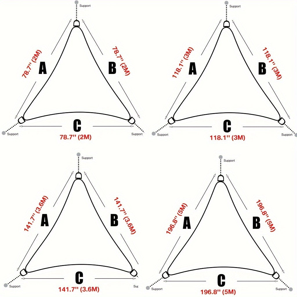 Triangle Shade Sail Canopy 98 UV Block 200GSM Polyester Outdoor Sun Shade for Patio Garden Yard Deck