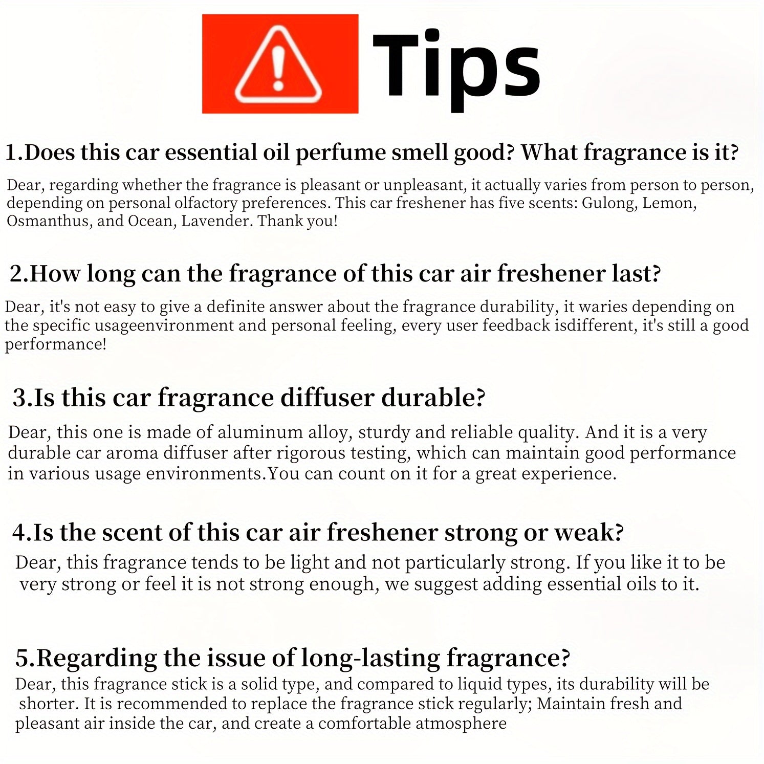 Car Air Freshener Vent Clip Set with Aroma Sticks Diffuser and Solid Fragrance Stick