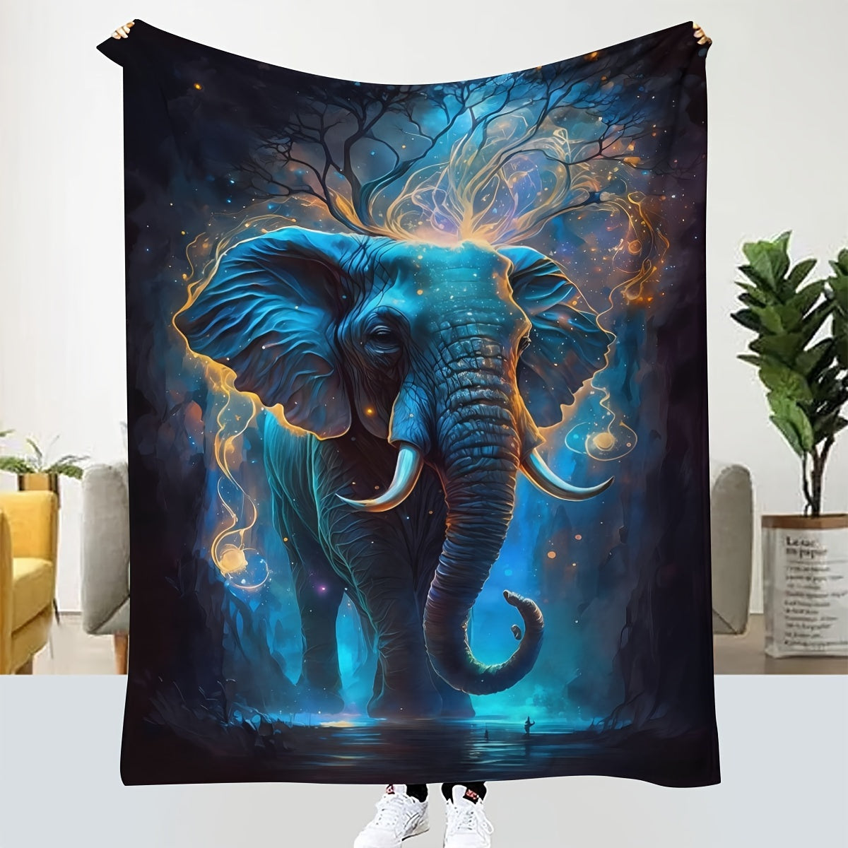 All-Season Elephant Fleece Blanket Cozy Throw for Living Room Bedroom
