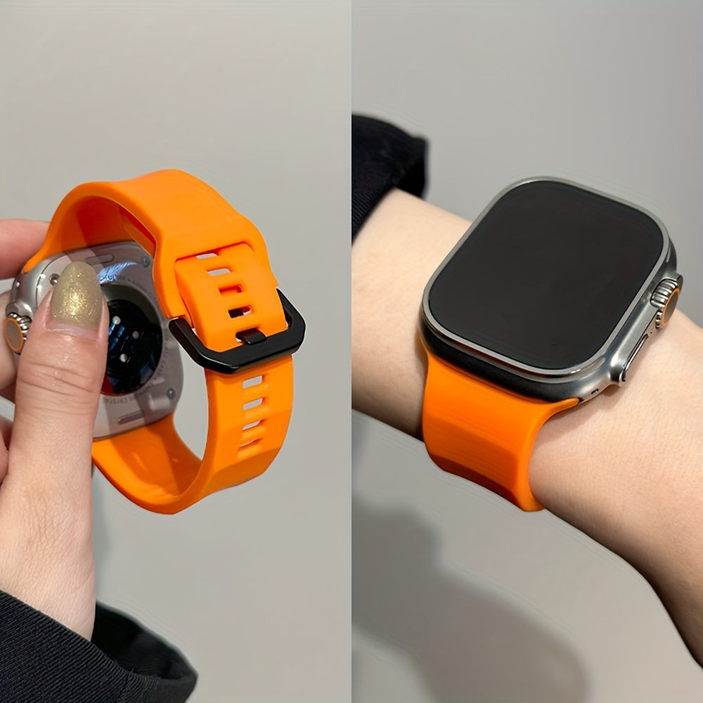 Silicone Sports Watch Strap for Apple Watch Series 3-9 Ultra2 42mm 44mm 45mm 49mm Black Buckle