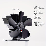 Portable Metal Fireplace Fan with 5 Blades, No Electricity, Compact Design