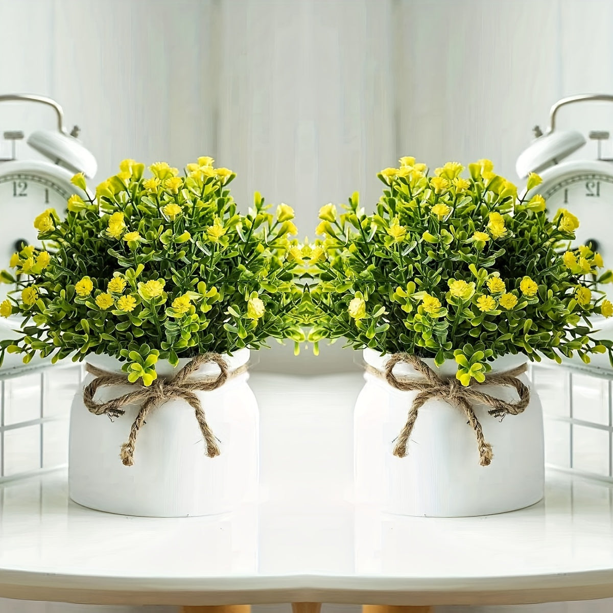 2 комплекта искусственных горшечных лаванды в макаронных горшках для внутреннего и наружного декора.