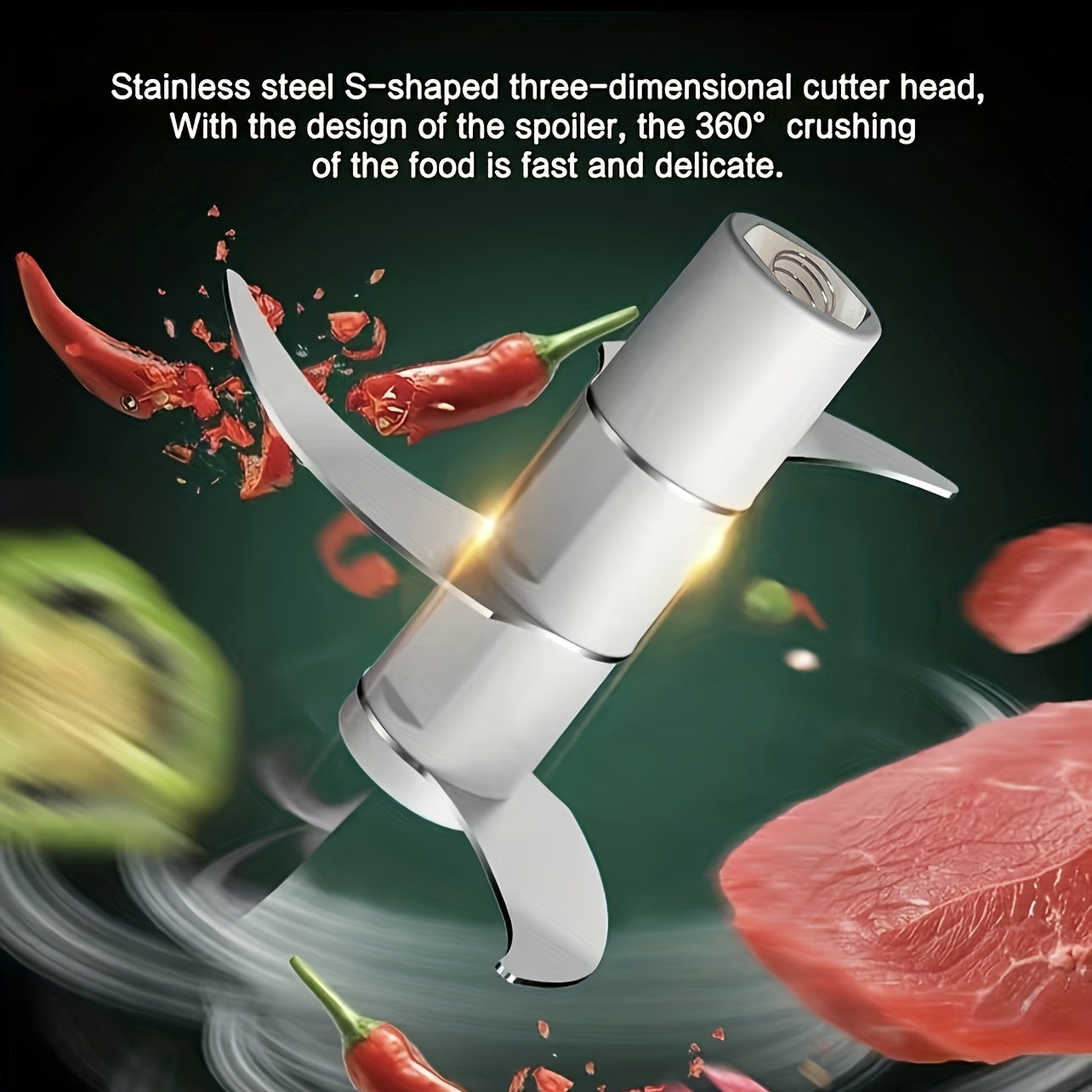 SENBOWE USB Elektr garlic press va oziq-ovqat protsessori - zanglamaydigan po'lat pichoq bilan kompakt dizayn, 5 soniya ichida maydalash, tez oshxona tayyorlash uchun USB orqali quvvatlanadigan.