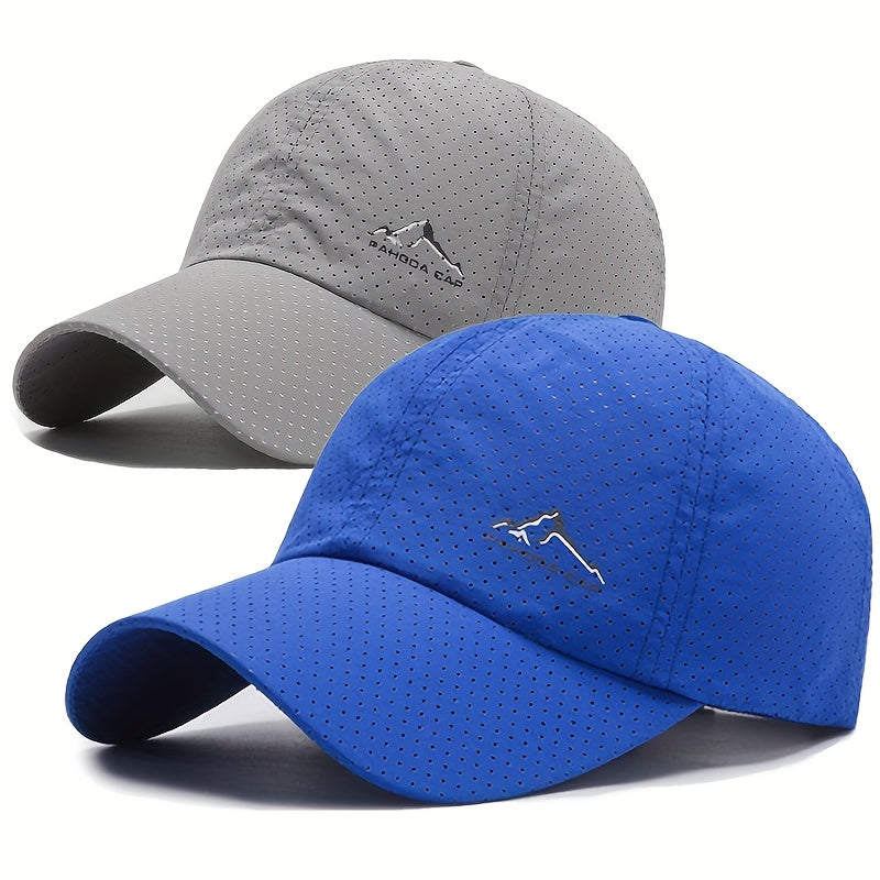 Men's and Women's Quick-Drying Polyester Baseball Cap with Snow Mountain Print for Outdoor Sports