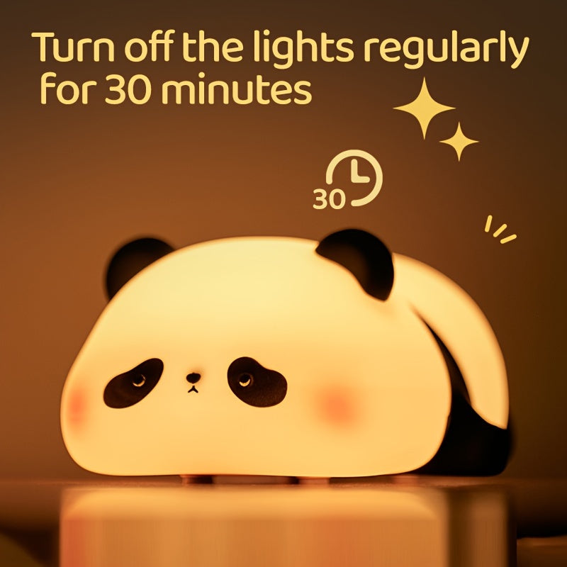 Luz nocturna de panda adorable con control táctil, recargable por USB, brillo ajustable, decoración moderna para dormitorio