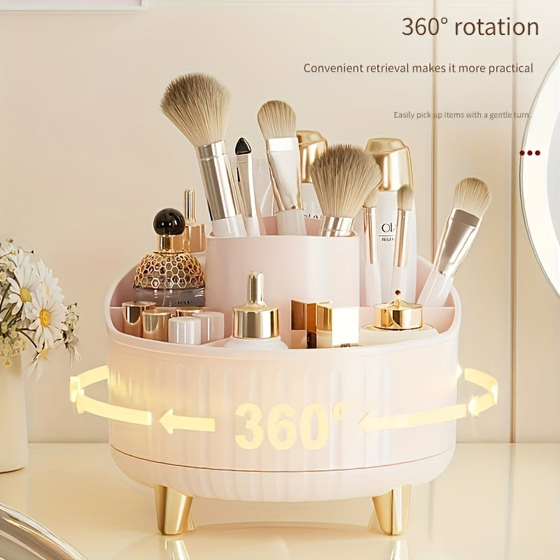 7 bo'lakli 360° aylanadigan makiyaj tashkilotchisi, cho'tkalar, lab bo'yog'i, terini parvarish qilish va ofis uchun