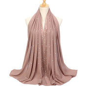 Women’s Shimmery Faux Diamond Chiffon Scarf Bubble Shawl Solid Color Breathable Sun Protection