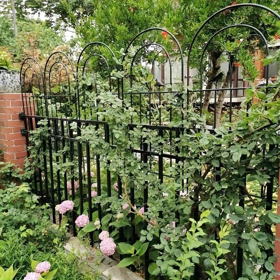 Metal Garden Fence with Floral Trellis for Climbing Plants Durable Painted Finish Indoor Outdoor