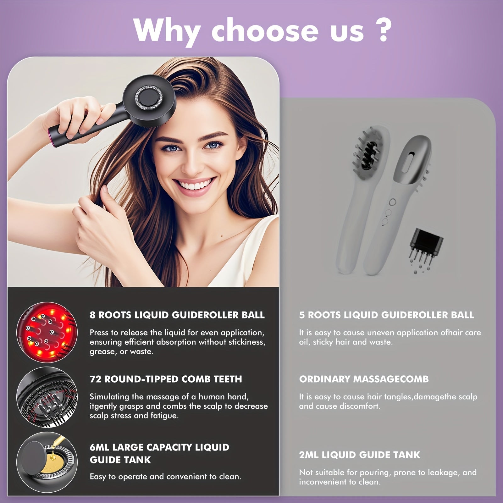 USB Rechargeable Scalp Massager with 1400mAh Lithium Battery for Head Relaxation