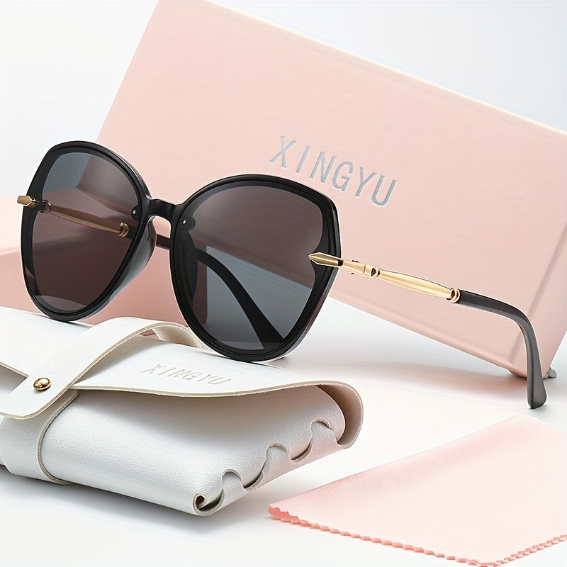 Oval Pilot Sunglasses for Women Gradient Lenses Semi-Rimless Driving Outdoor