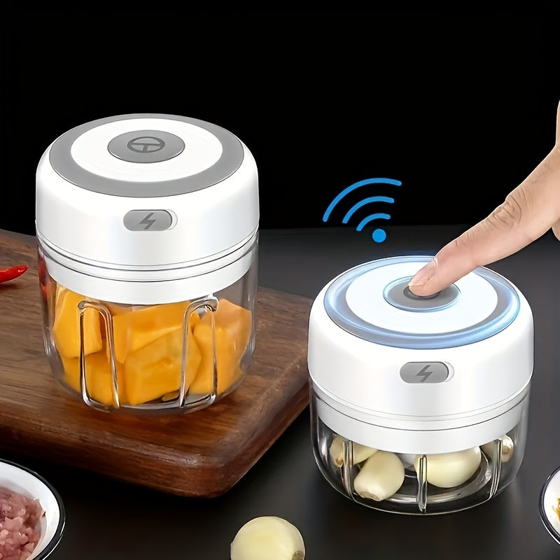 Mini procesador de alimentos recargable por USB, cuenco de 1 taza, 3 velocidades para picar verduras, carne, frutas, nueces