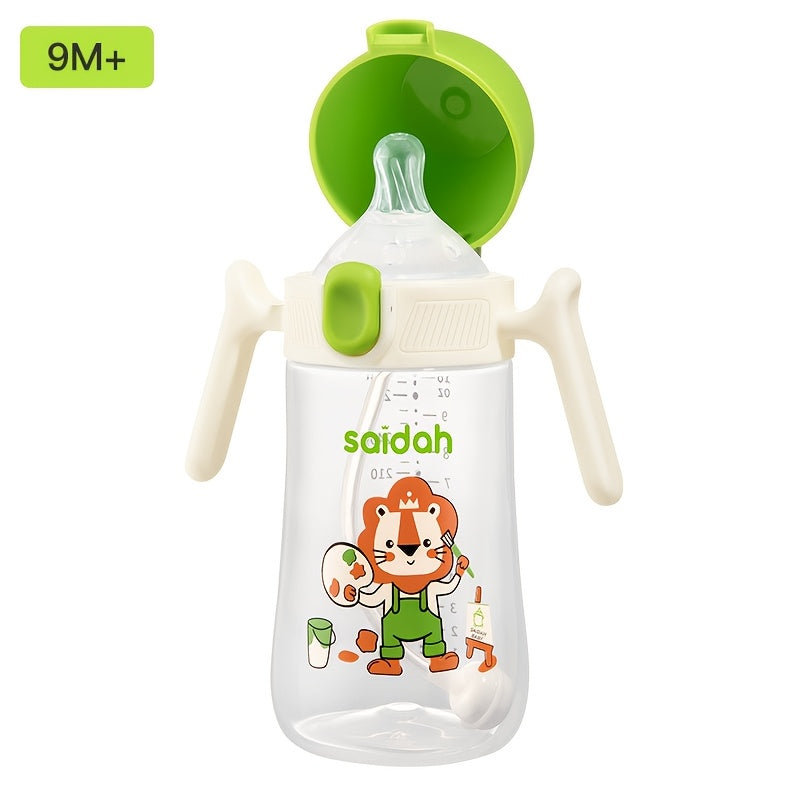 10oz Leak-Proof BPA-Free Silicone Feeding Bottle with Straw for Kids