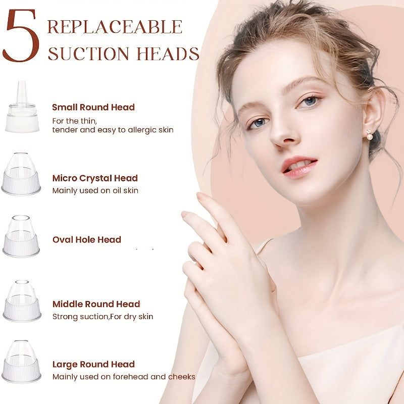 Electric Blackhead Remover with 5 Suction Levels and Probe Tips USB Rechargeable Facial Pore Cleaner