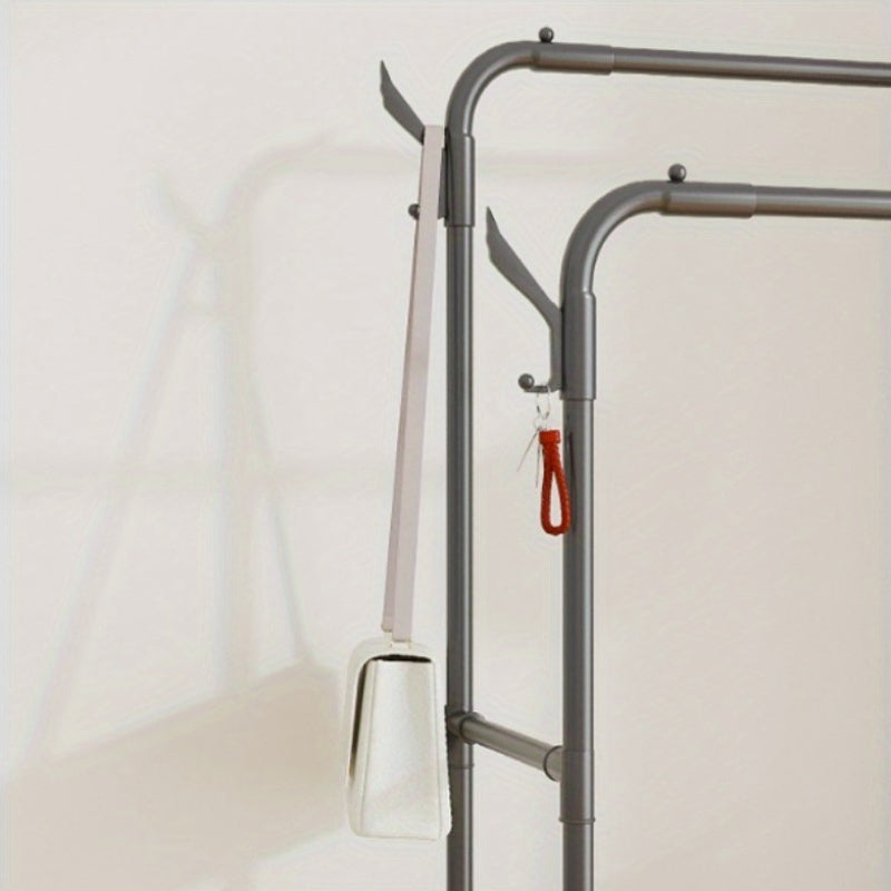 Metal Clothing Rack with Shelves and Hanging Rod for Small Spaces
