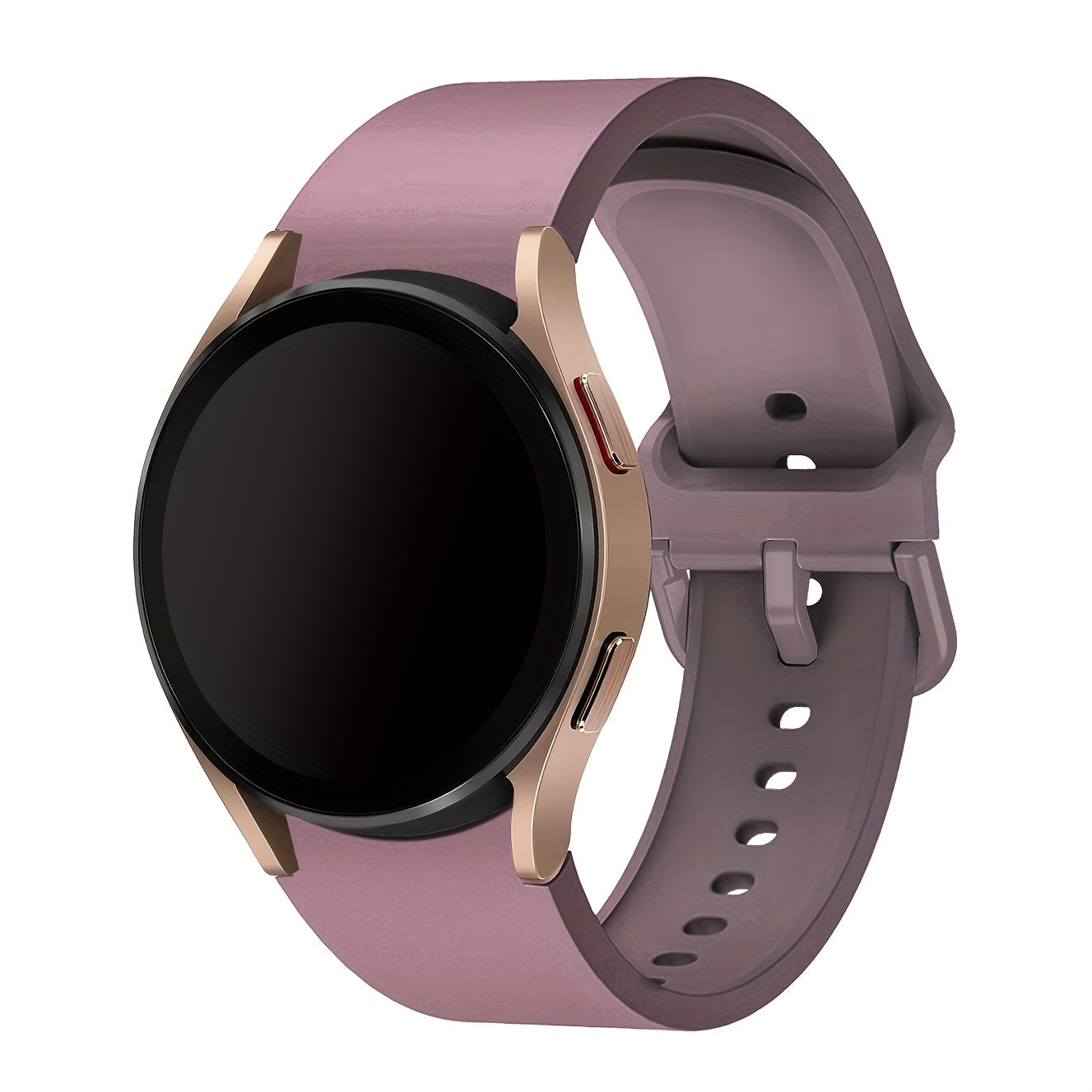 Непрерывный мягкий силиконовый водонепроницаемый ремешок для часов, совместимый с Samsung Galaxy Watch 7/6/5/4. Доступен в розовом, желтом и розовом золоте с застежкой из нержавеющей стали. Удобная посадка для мужчин и